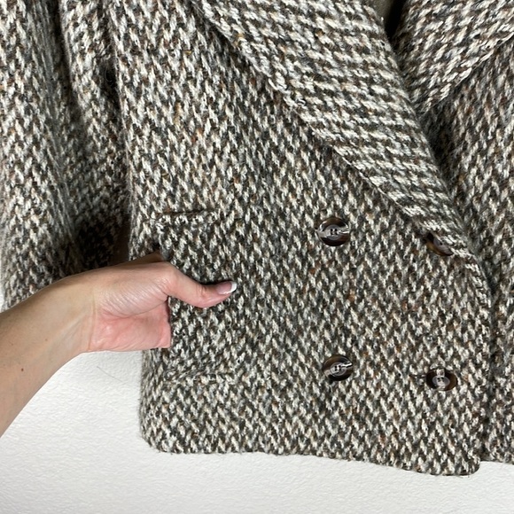 Vintage Mackintosh Heavy Knit Wool Jacket Blazer Marled Tan Brown Sz 6P - Picture 5 of 12